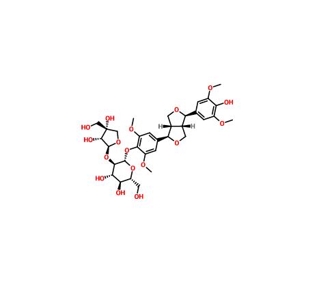 (-)-丁香樹脂酚-4- O-β-D -呋喃芹糖基-(1→2)-β-D-吡喃葡萄糖苷分析對照品 136997-64-3